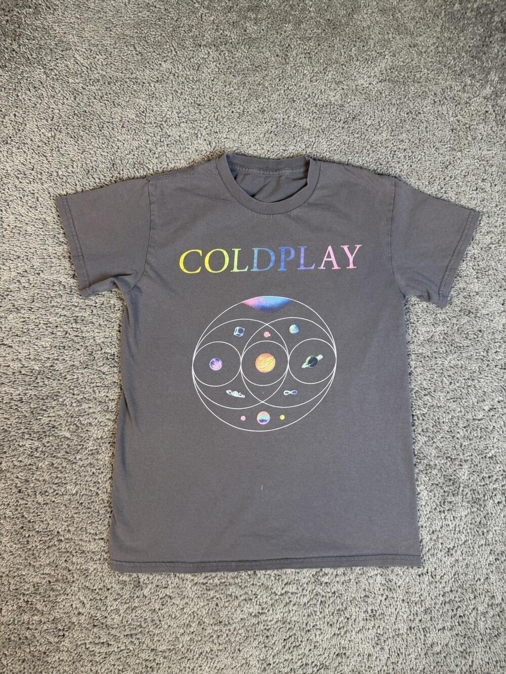Coldplay Shirt Mens S Gray Music Of The Spheres Live 2022 Graphic Crew Neck